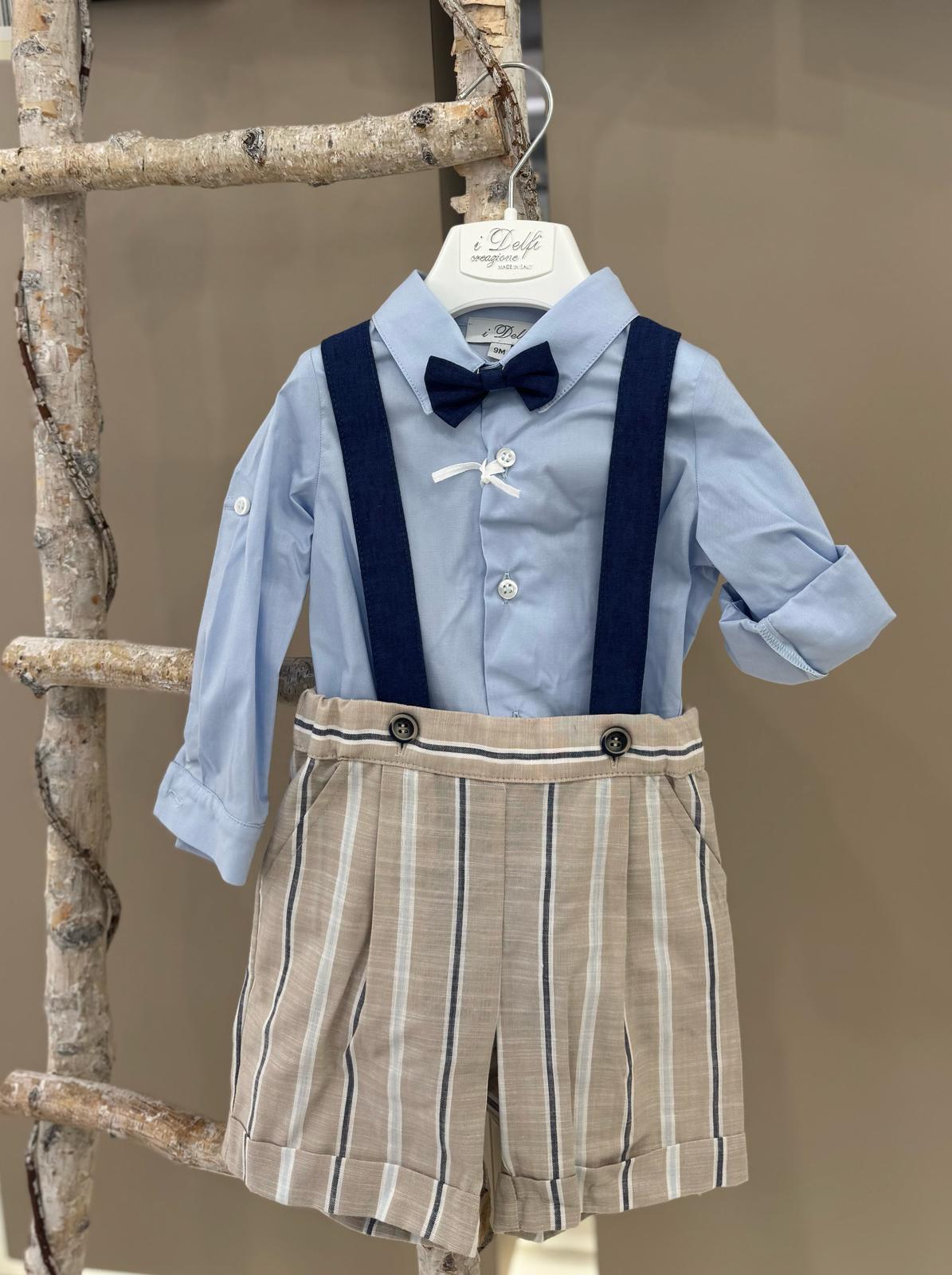 COMPLETO 2 PZ CAMICIA BODY E BERMUDA RIGATO I DELFI