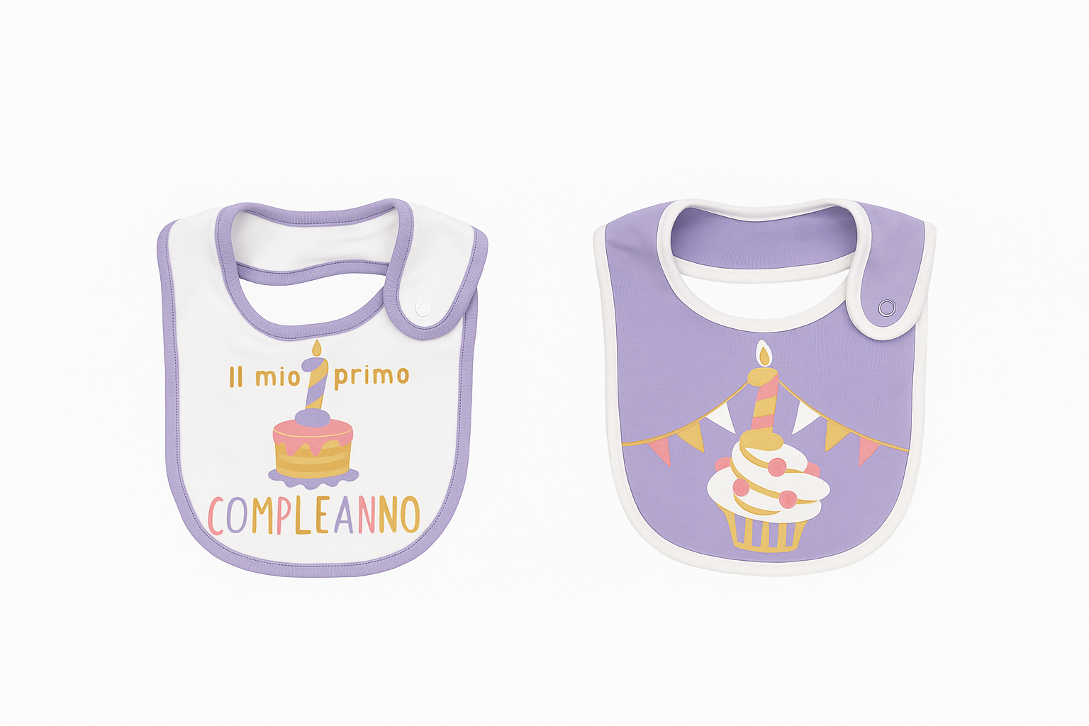 SET 2 BAVETTE "IL MIO PRIMO COMPLEANNO" MELBY