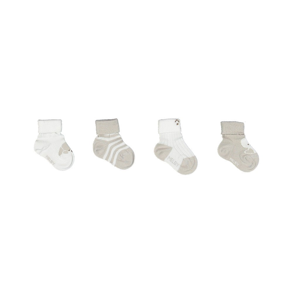CONFEZIONE 4 PEZZI CALZINI BEIGE PER NEONATO MELBY