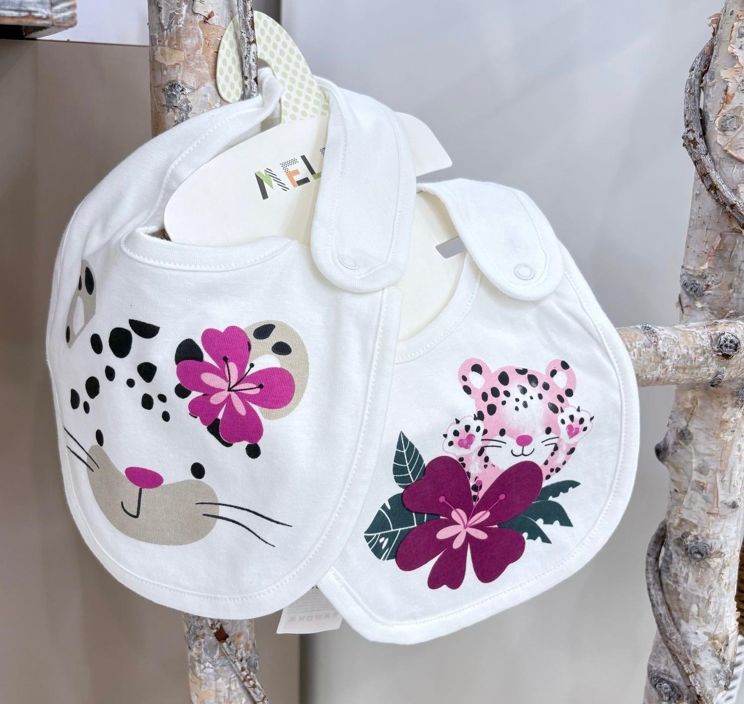 SET 2 BAVAGLINI CON TIGROTTO PER NEONATA MELBY