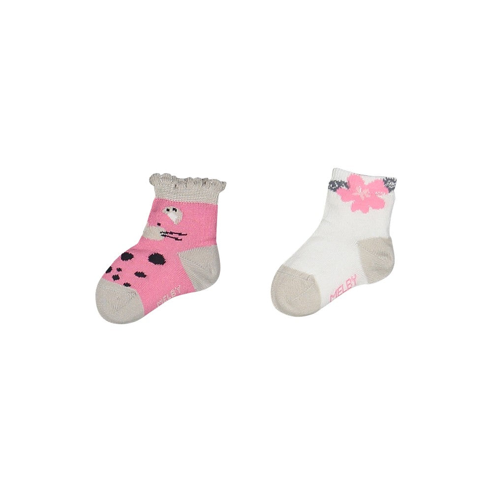 CONFEZIONE 2 PEZZI CALZINI COLORATI PER NEONATA MELBY