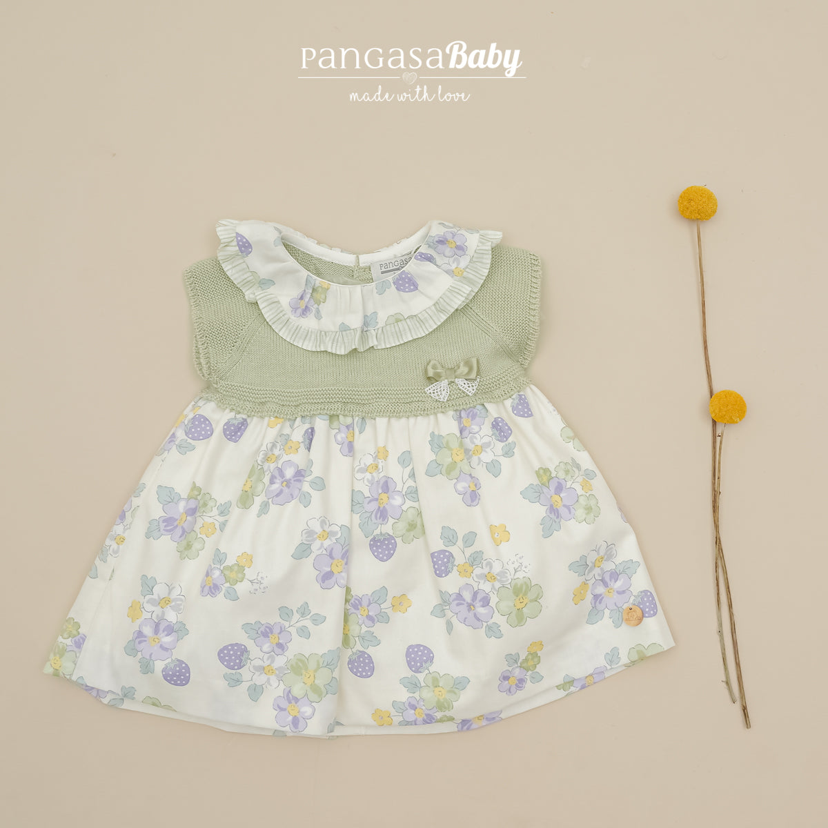 VESTITO NEONATA IN COTONE FLOREALE PANGASA