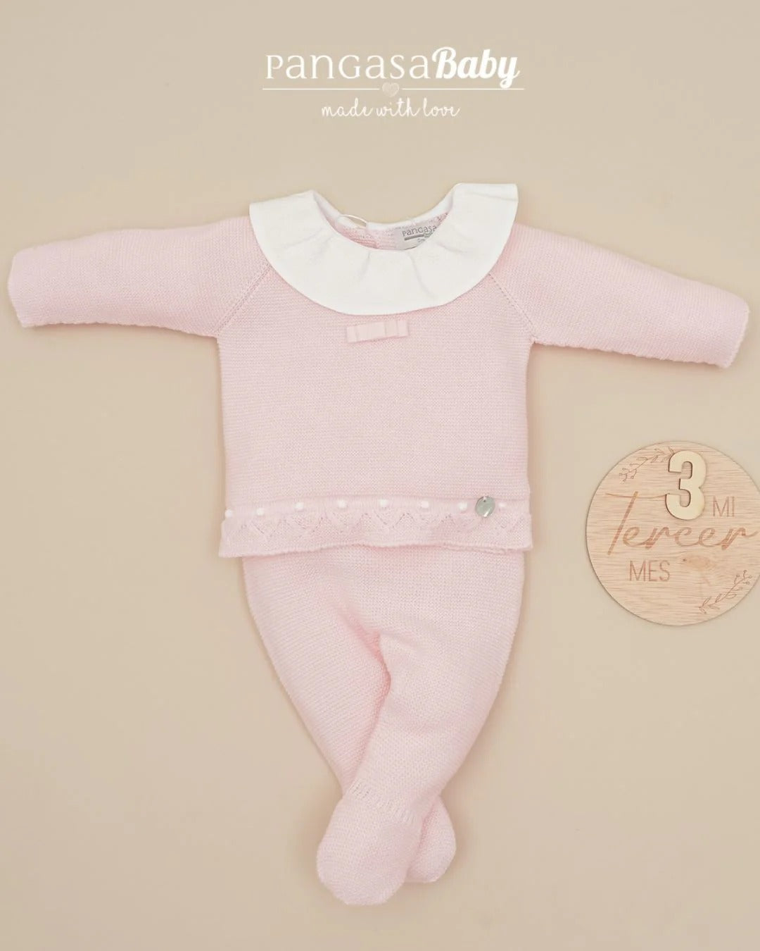 COMPLETO NEONATO IN MAGLIA ESTIVO CON COLLETTO ARRICCIATO PANGASA