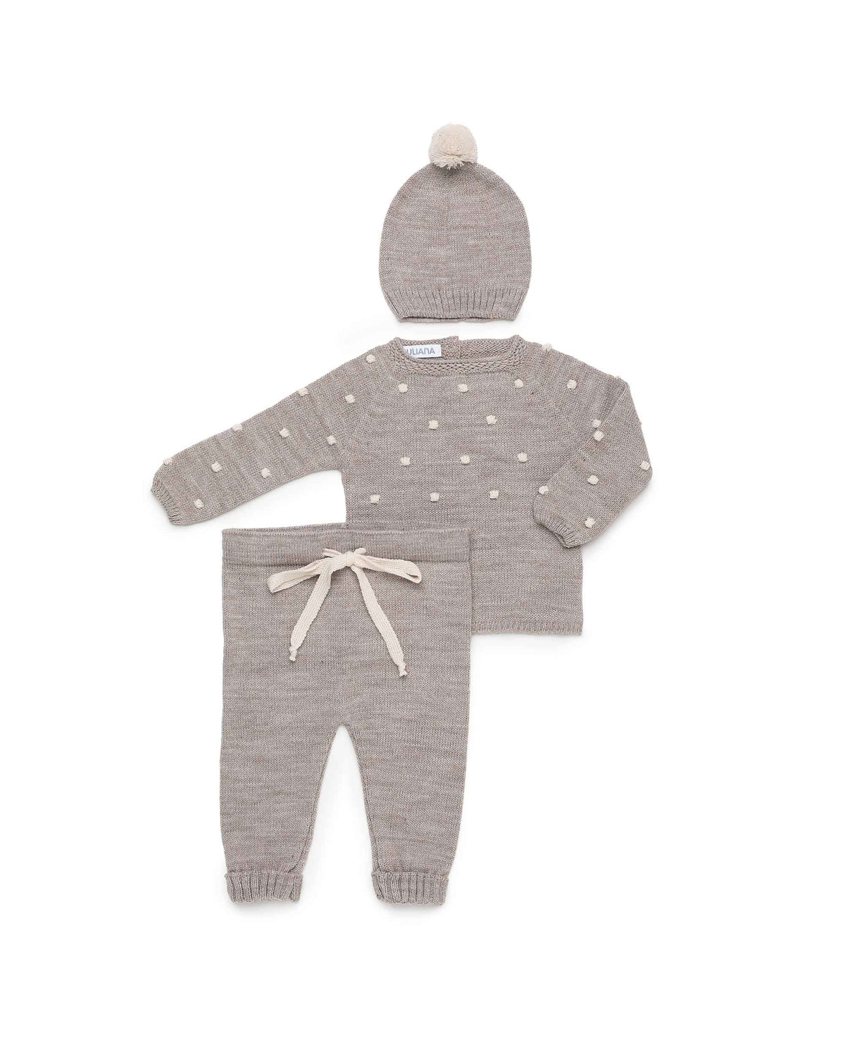 COMPLETO 3 PEZZI IN MAGLIA CON PUNTO NOCCIOLINA COLORATO JULIANA