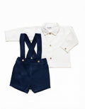COMPLETO CON PANTALONCINI IN VELLUTO E BRETELLE JULIANA