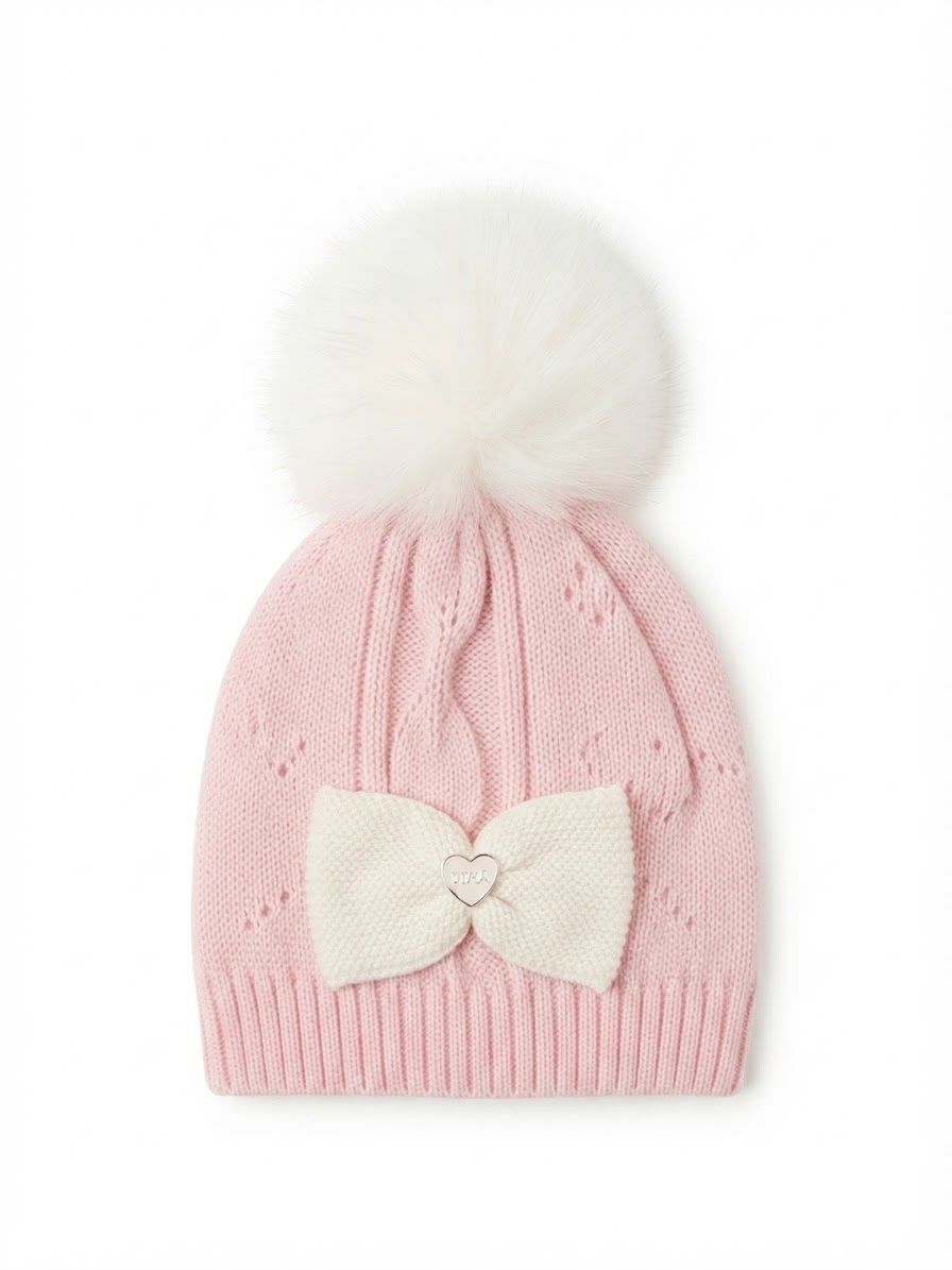 CAPPELLINO POMPON IN MAGLIA CON FIOCCHETTI I DELFI