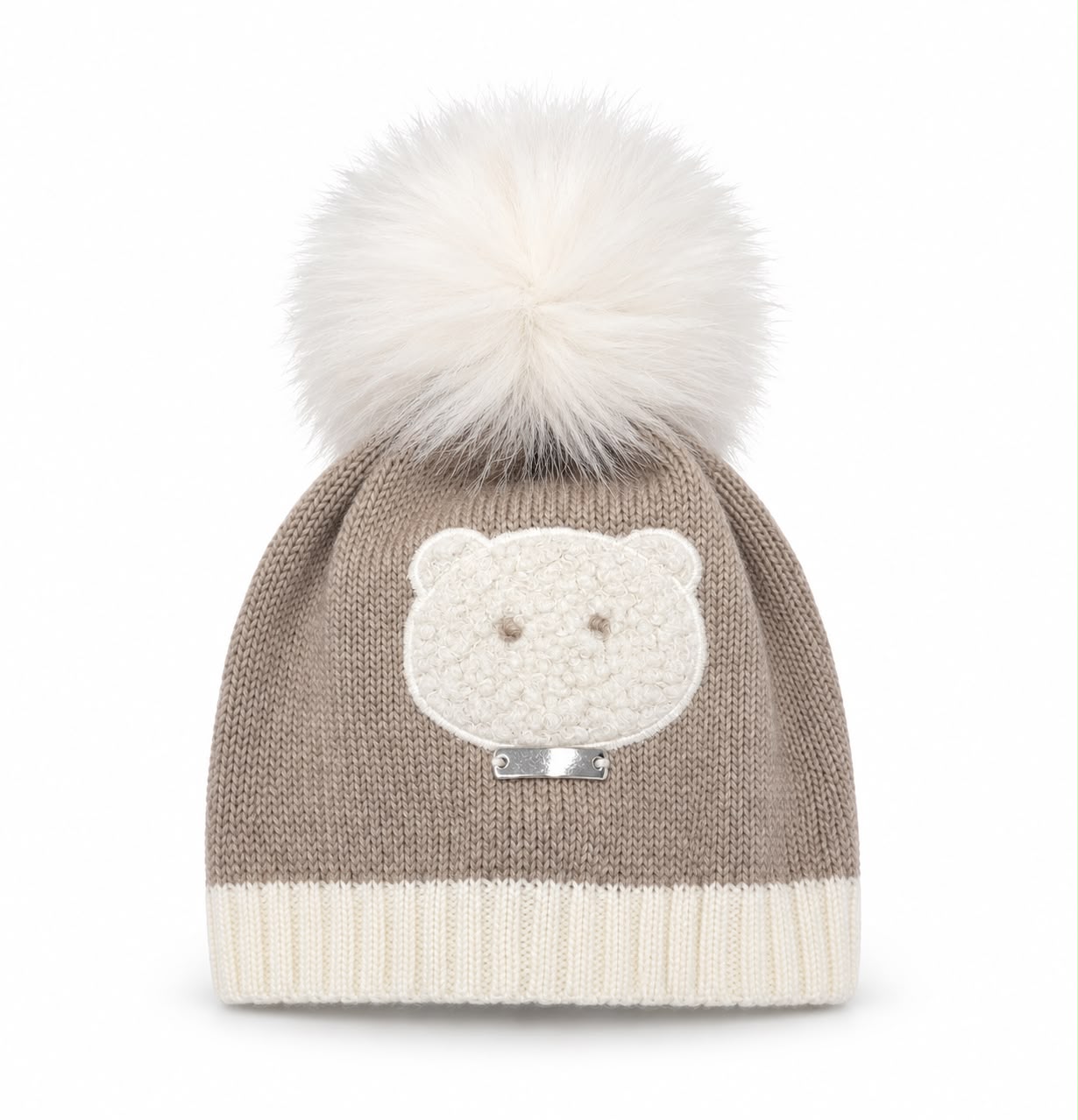 CAPPELLINO POMPON IN MAGLIA CON ORSETTO I DELFI