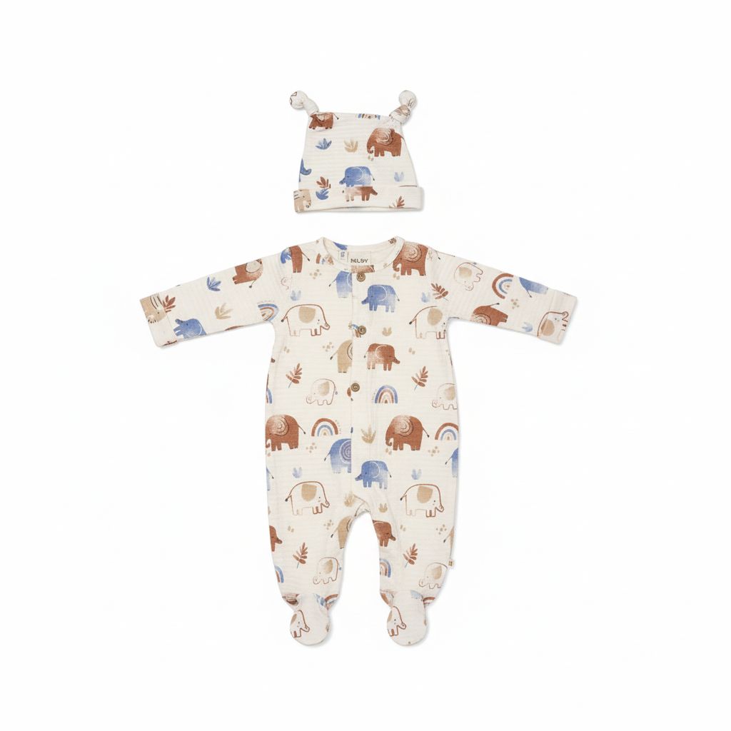 TUTINA IN COTONE ELEFANTINO CON CAPPELLINO MELBY