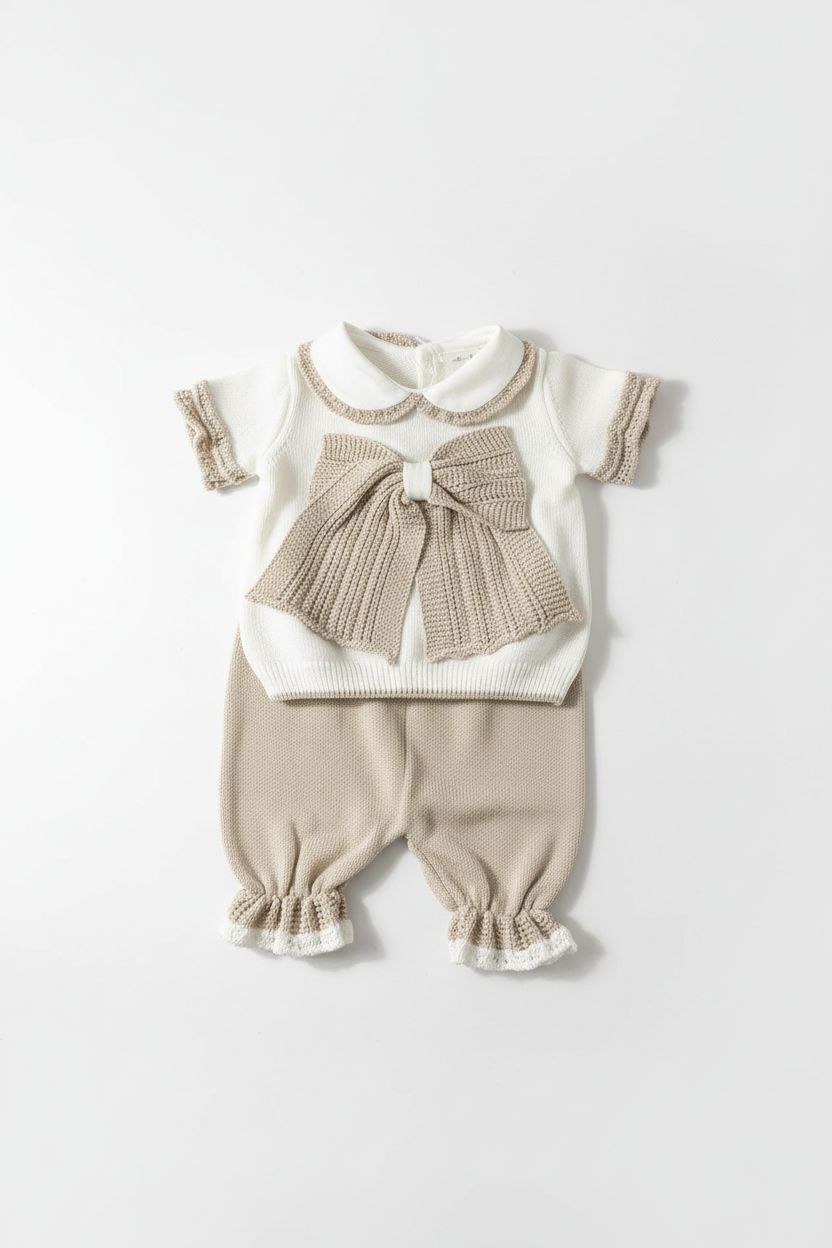 COMPLETINO IN FILO CON FIOCCO BEBE' DI ALMY