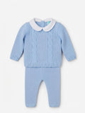 COMPLETO IN MAGLIA DI PURO COTONE CON MOTIVO A TRECCE BEBE' DI ALMY