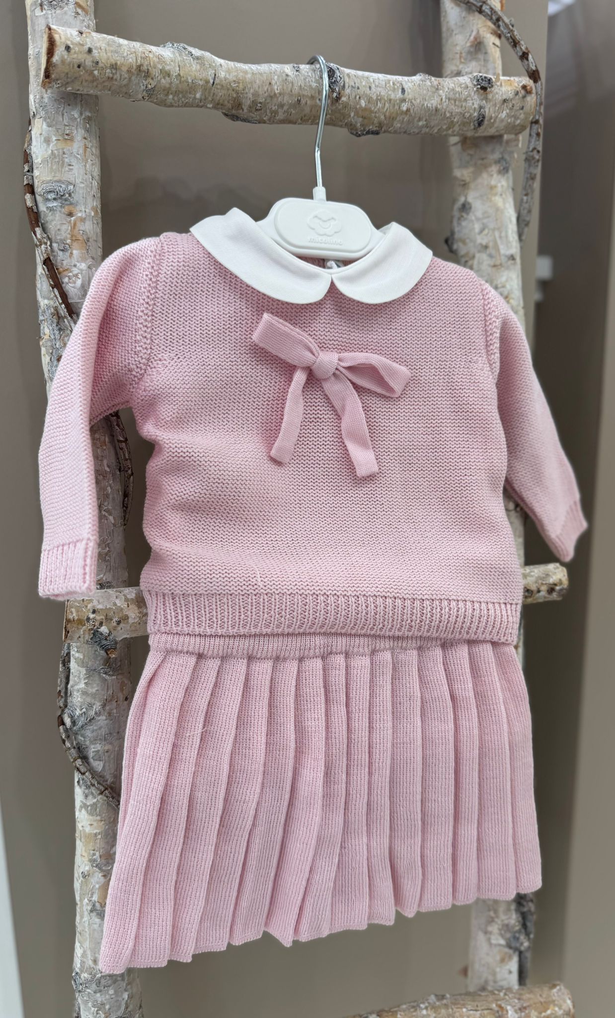 COMPLETO IN MAGLIA CON GONNA E FIOCCO BEBE'ALMY