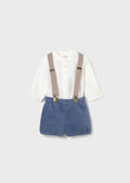 COMPLETO NEONATO CAMICIA,PANTALONCINO E BRETELLE MAYORAL