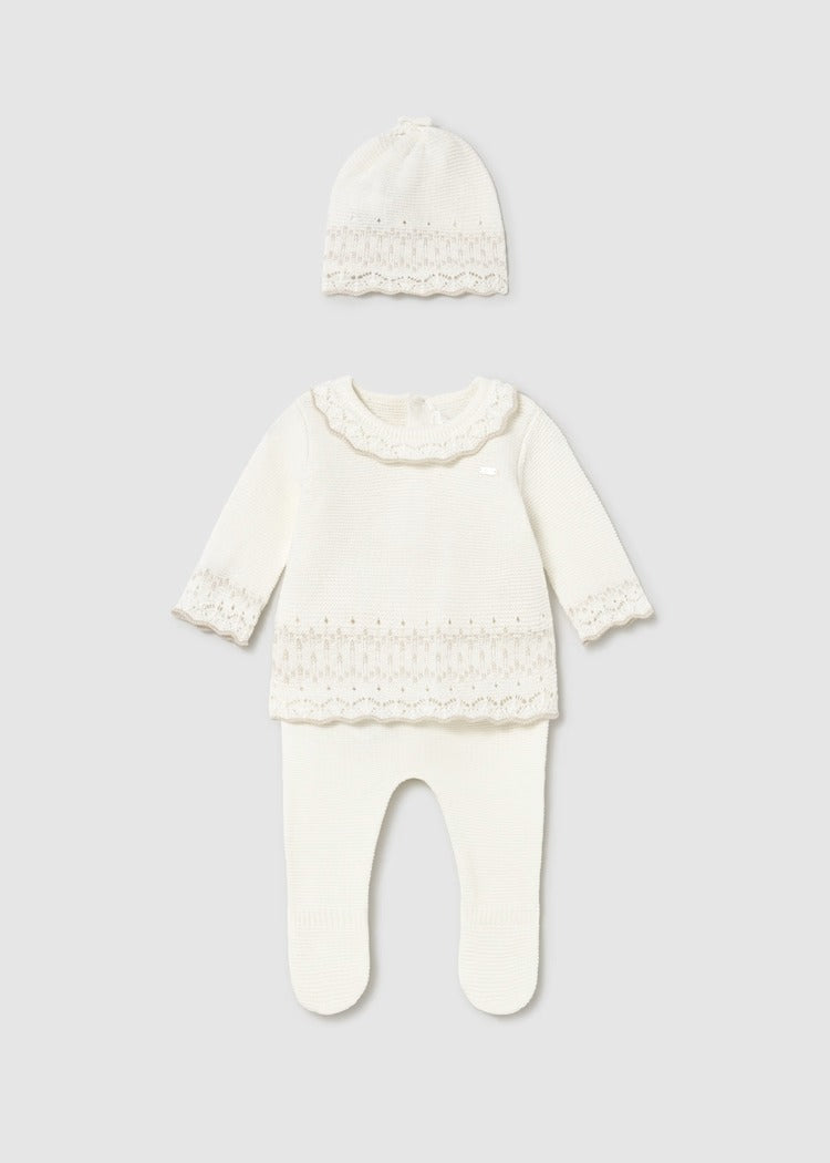 COMPLETO 3 PEZZI TRICOT NEONATA MAYORAL