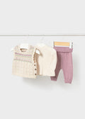 COMPLETO 3 PEZZI GILET NEONATA MAYORAL