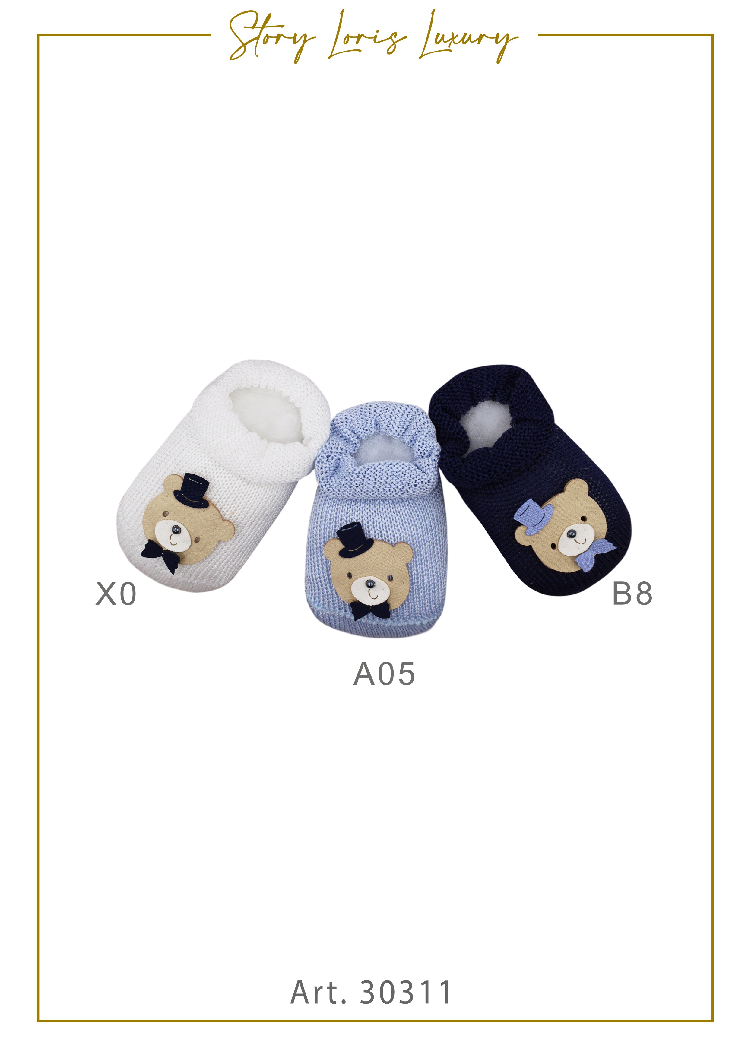 BABBUCCE IN COTONE CON ORSETTO PAPILLON STORY LORIS
