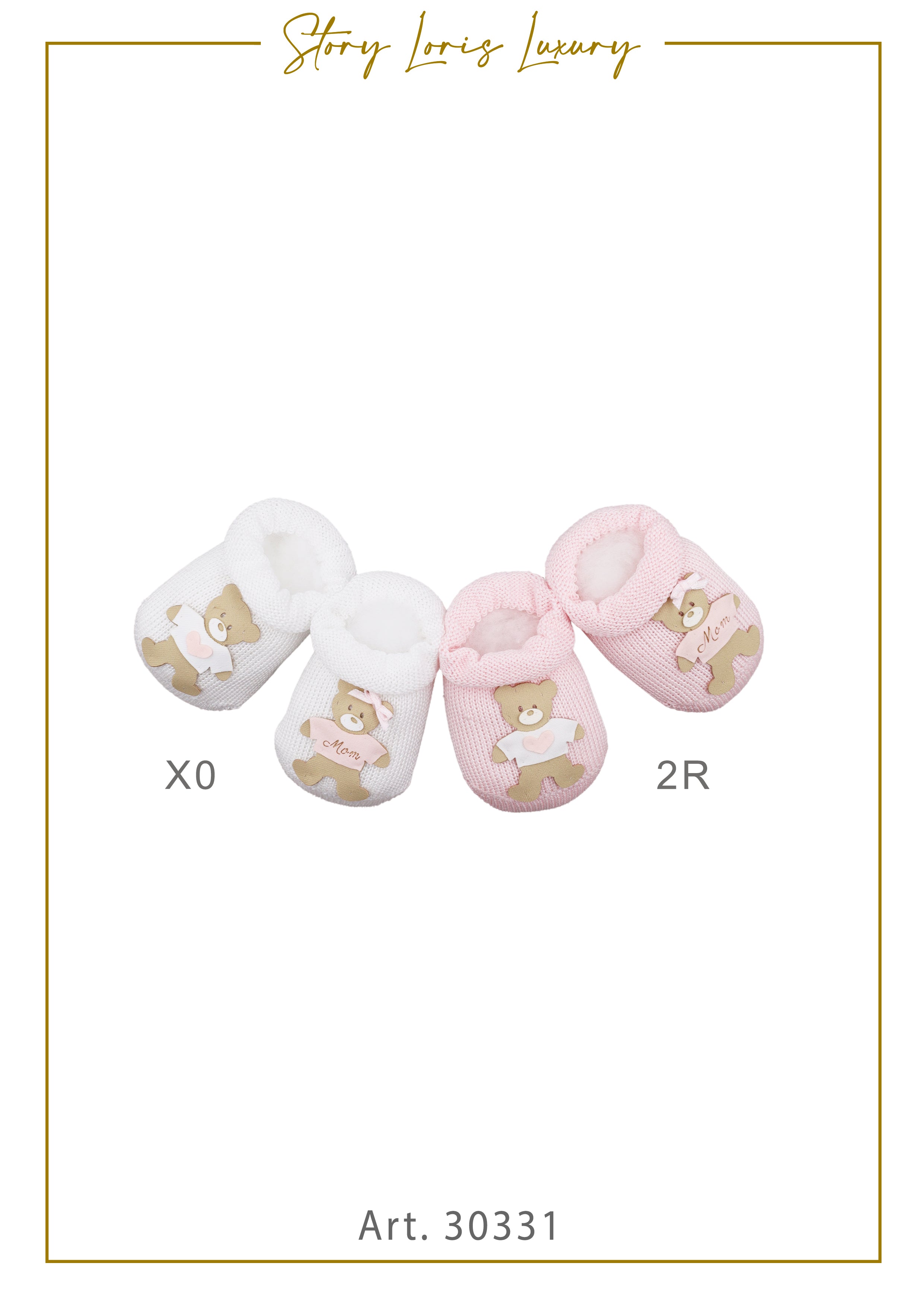 BABBUCCE IN COTONE CON ORSETTO MUM & BABY STORY LORIS