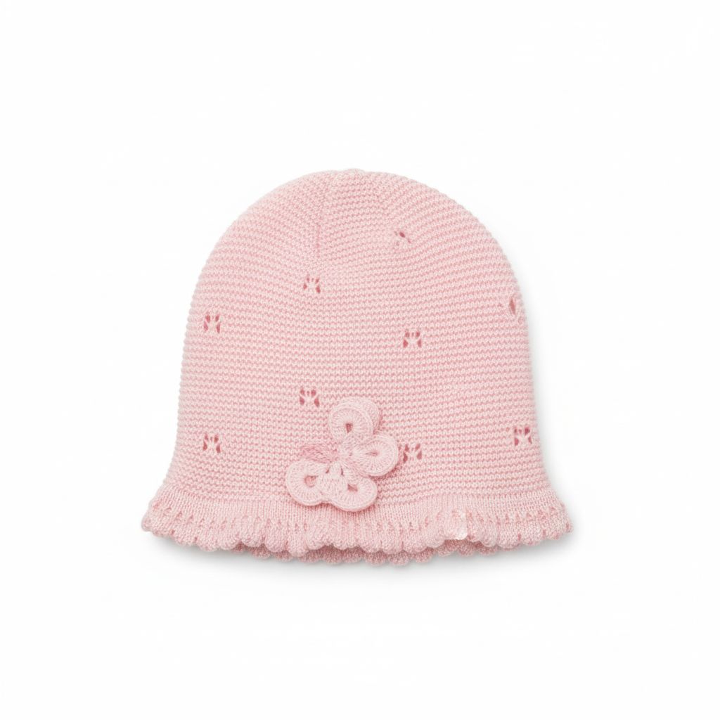 CAPPELLINO IN MAGLIA CON FARFALLA PRIMODI'