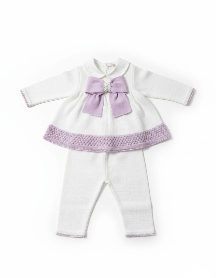 COMPLETO 2 PEZZI IN MAGLIA ESTIVO CON FIOCCO PRIMODI'