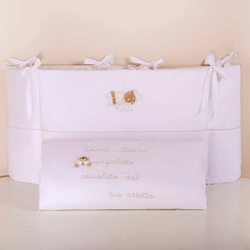 SET PIUMONE E PARACOLPI 4PZ PER LETTINO OVALE BIANCO