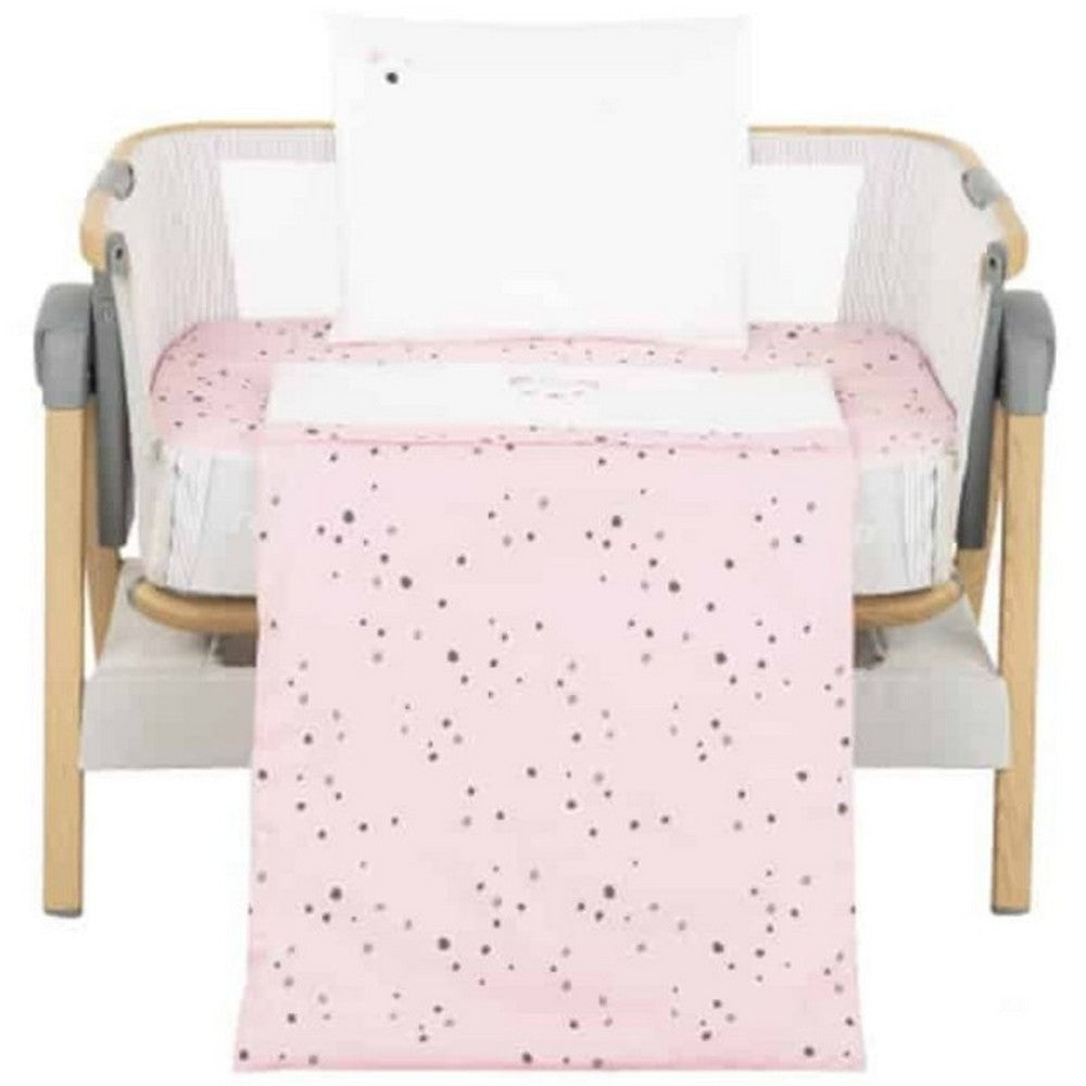 SET DI ACCESSORI PER LETTO MINI CULLA 5 PZ CON RICAMO BEAR WITH ME PINK