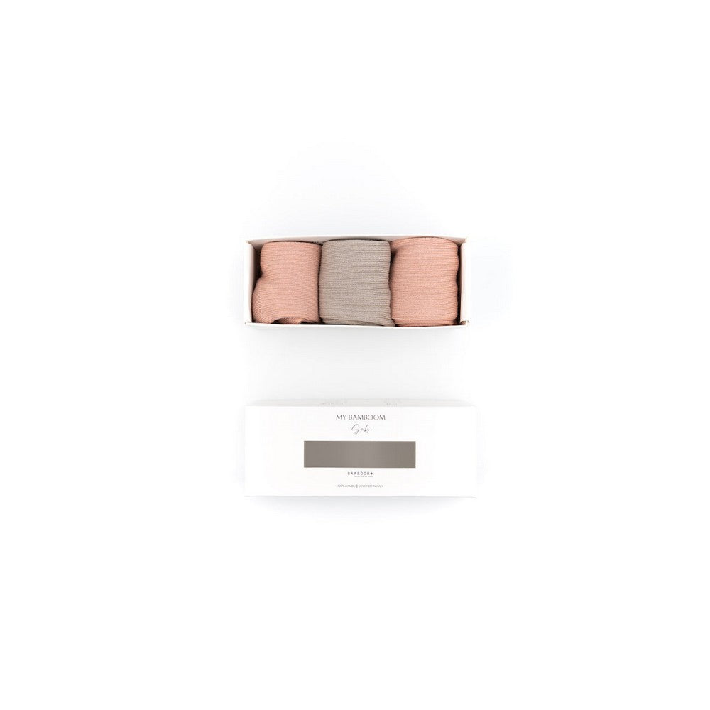 3PC IN GIFT BOX -  CALZA ANTISCIVOLO MIX BIMBO - 2x rosa cipria, sabbia
