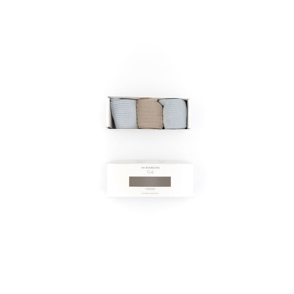 3PC IN GIFT BOX -  CALZA ANTISCIVOLO MIX BIMBO - 2x azzurro, sabbia