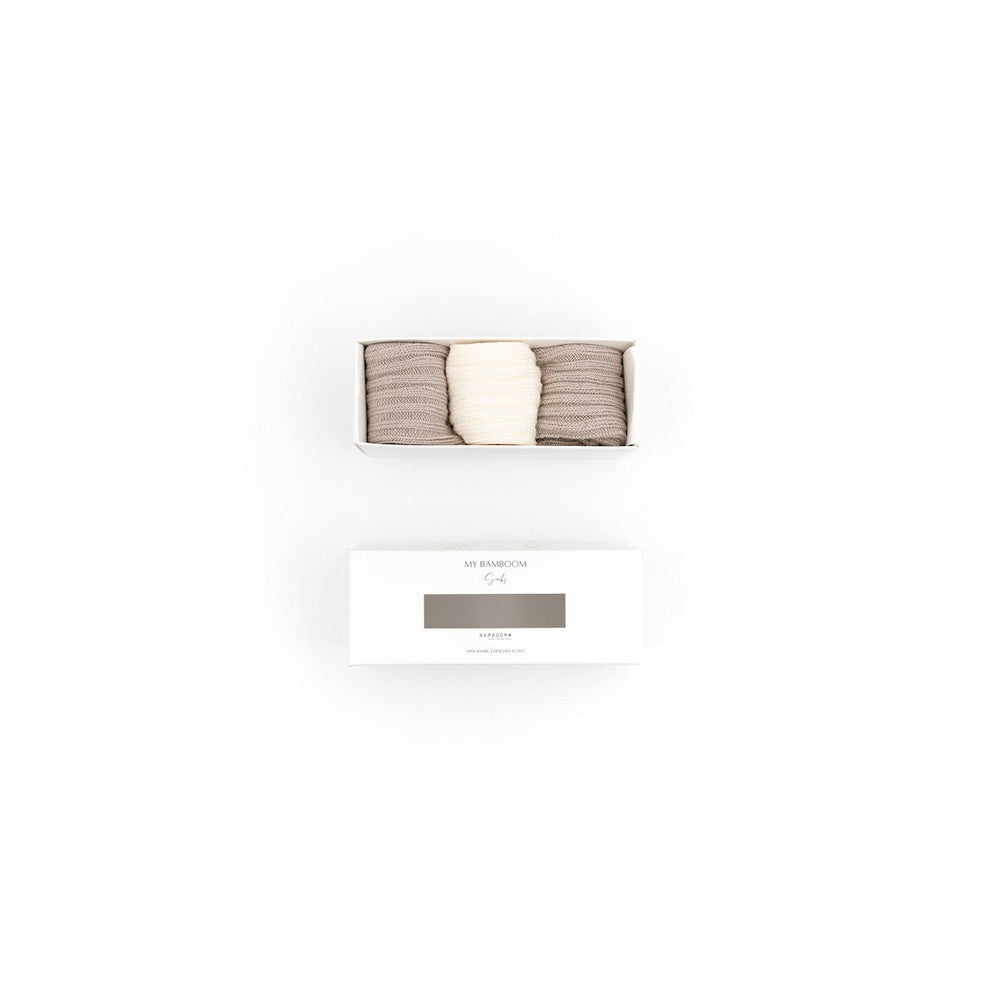 3PC IN GIFT BOX CALZE SPESSE MIX BIMBA - 2x sabbia, panna