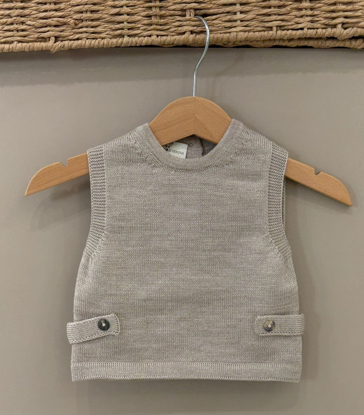 GILET NEONATO BOTTONI IN PURA LANA MERINO MAGLIFICIO DI VERONA