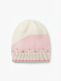 CAPPELLINO IN MAGLIA BICOLORE CON RICAMO FLOREALE PRIMODI'