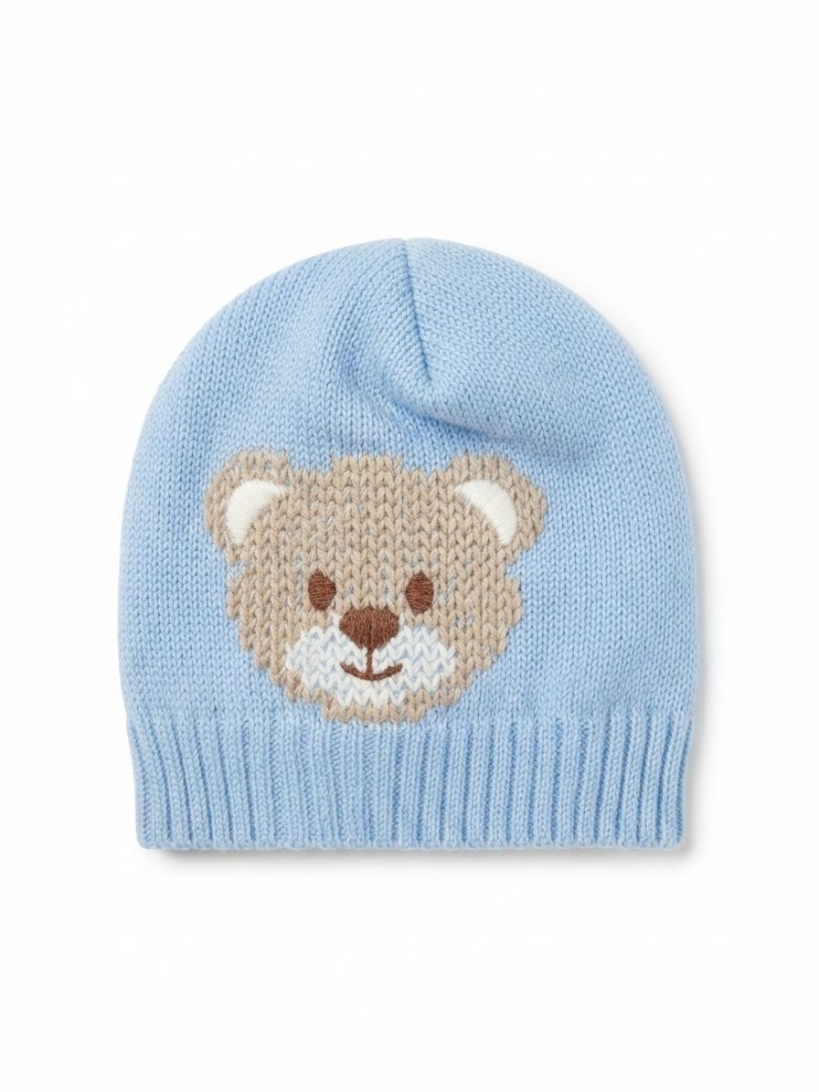 CAPPELLINO IN MAGLIA CON RICAMO ORSETTO PRIMODI'