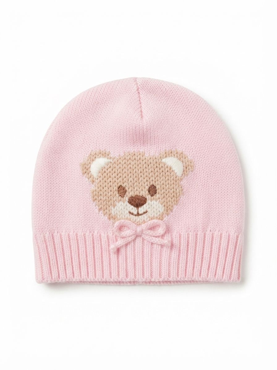 CAPPELLINO IN MAGLIA CON RICAMO ORSETTO PRIMODI'