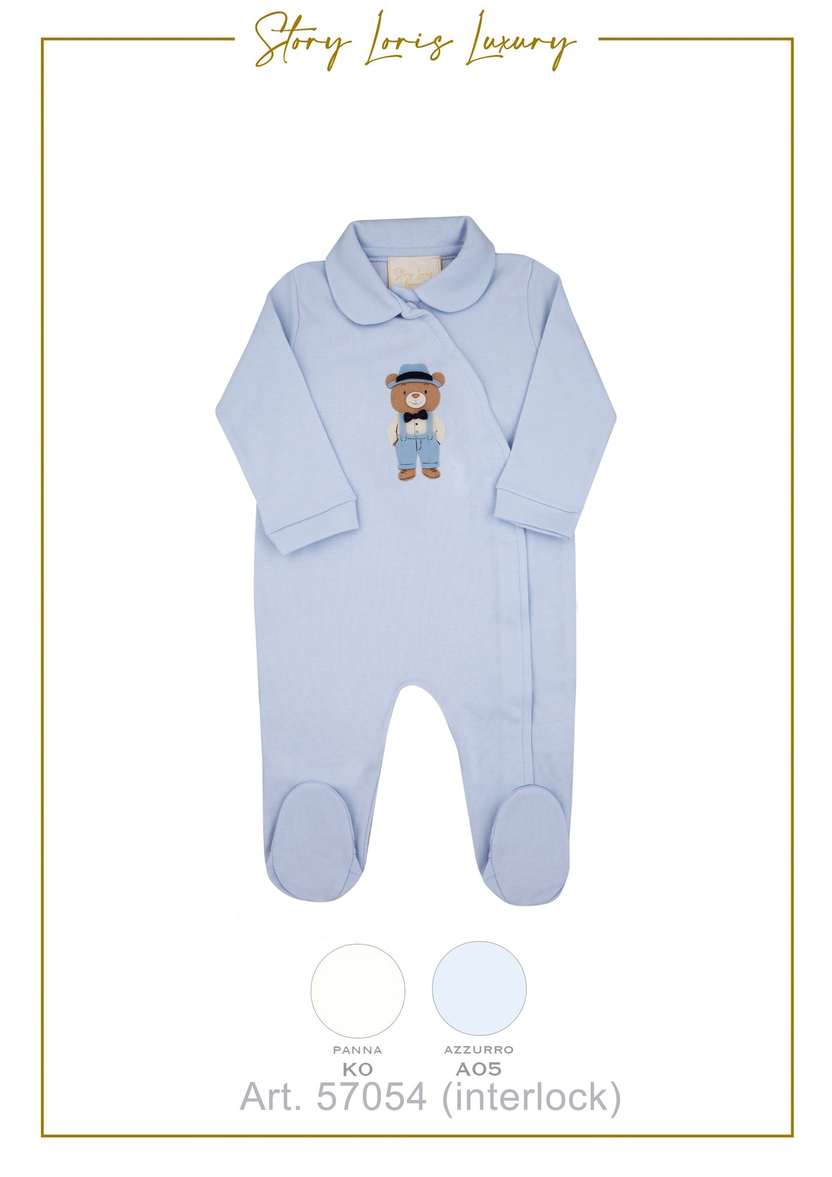 TUTINA NEONATO IN CALDO COTONE INTERLOCK CON ORSETTO STORY LORIS