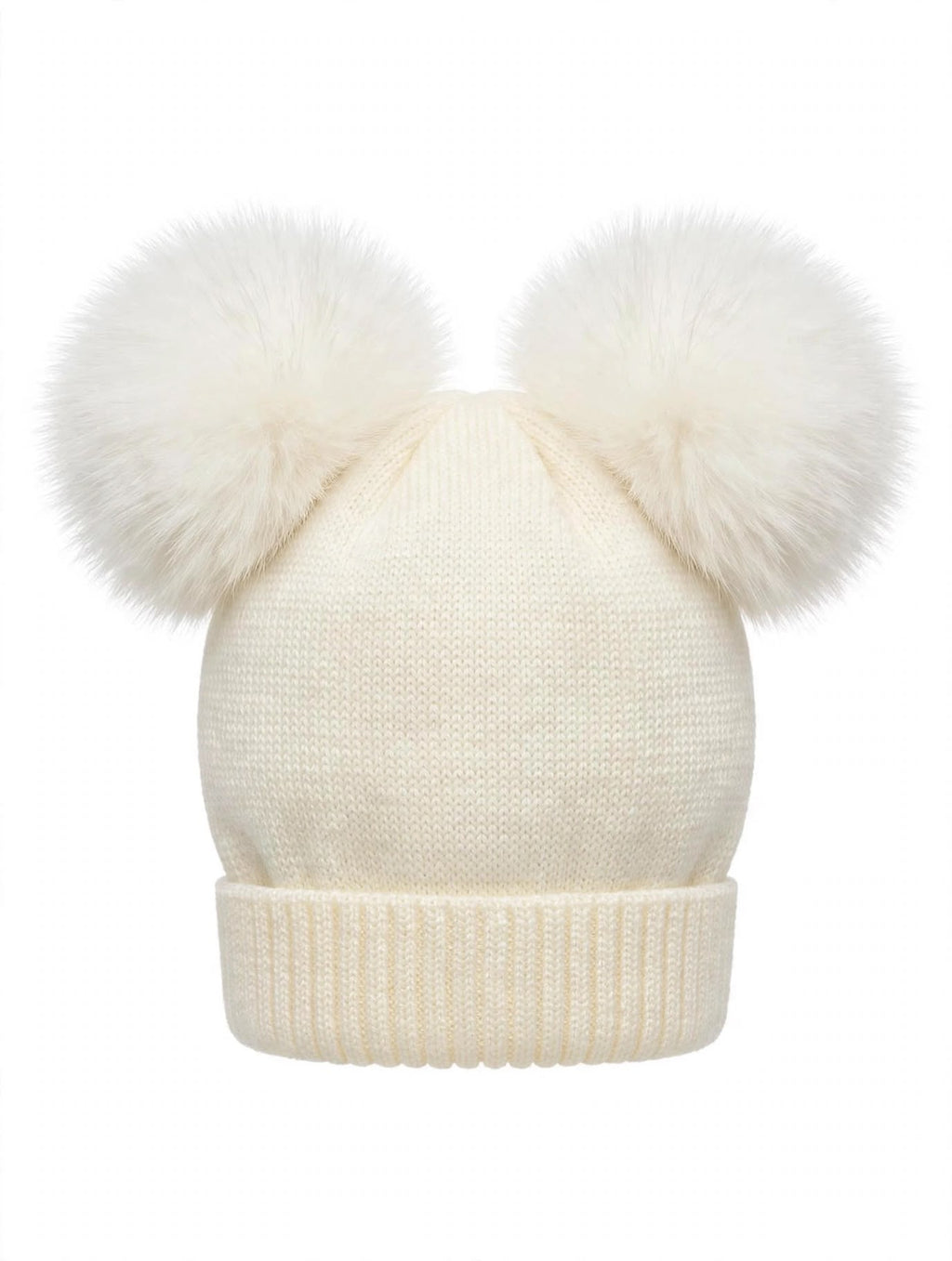 CAPPELLINO IN MAGLIA CON DOPPIO PON-PON IN PELLICCIA VOLPE FINLANDESE CATYA