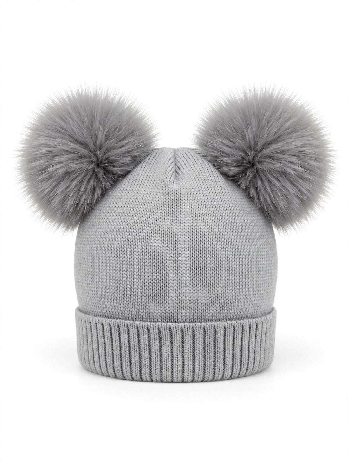 CAPPELLINO IN MAGLIA CON DOPPIO PON-PON IN PELLICCIA VOLPE FINLANDESE CATYA