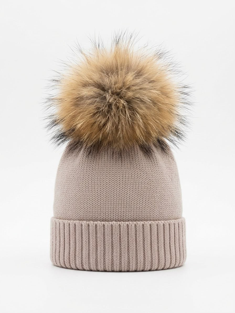 CAPPELLINO IN MAGLIA CON POMPON MURMASKY NATURALE CATYA