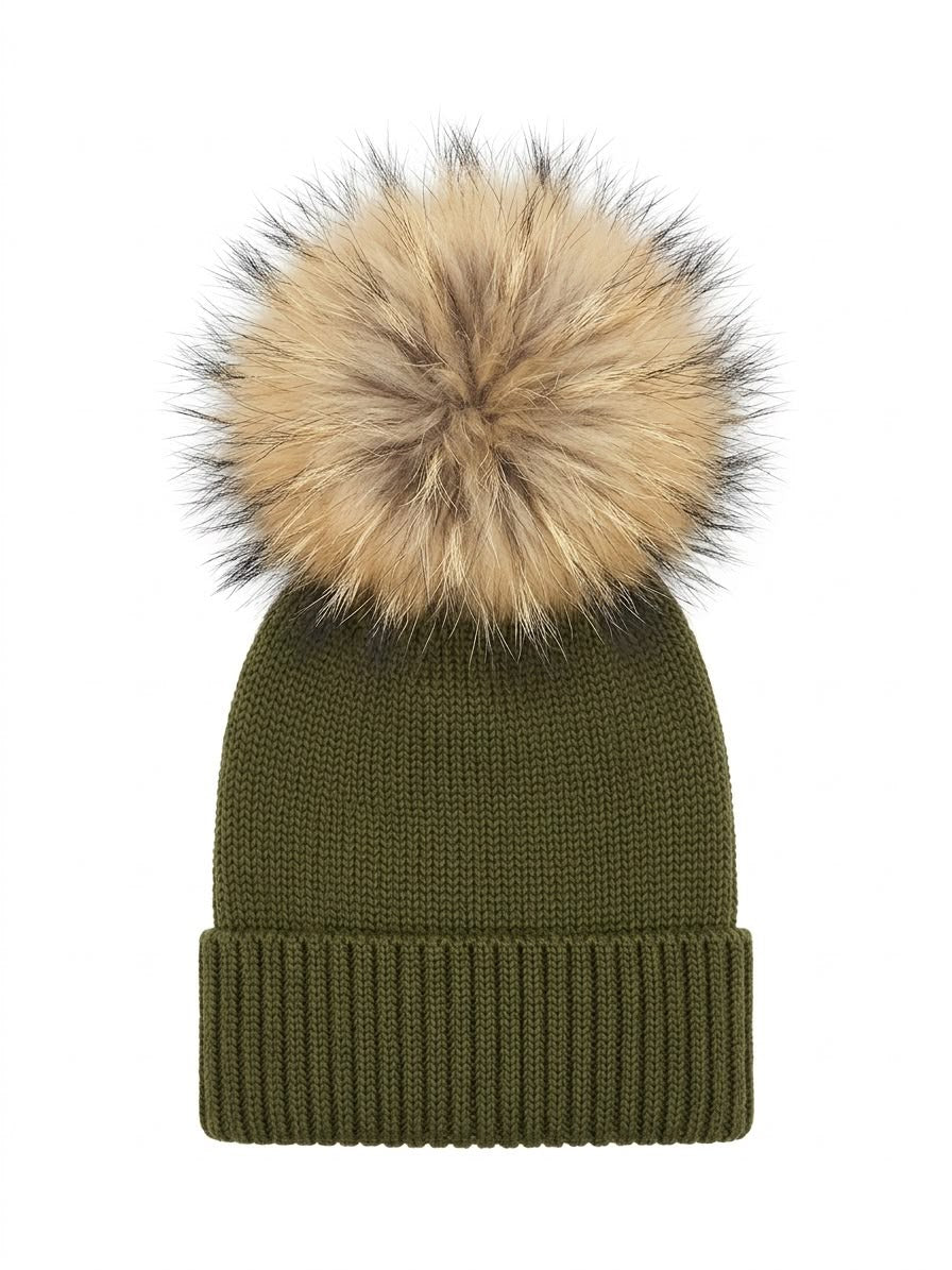 CAPPELLINO IN MAGLIA CON POMPON MURMASKY NATURALE CATYA