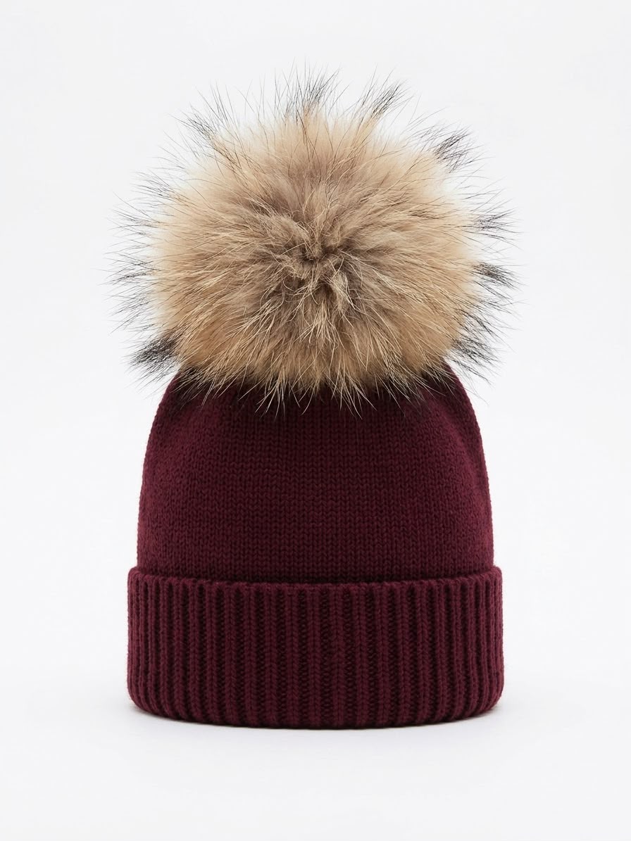 CAPPELLINO IN MAGLIA CON POMPON MURMASKY NATURALE CATYA