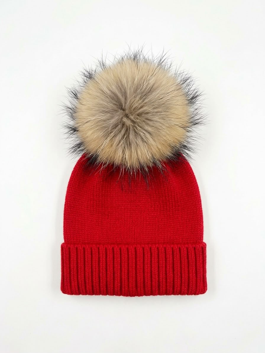 CAPPELLINO IN MAGLIA CON POMPON MURMASKY NATURALE CATYA