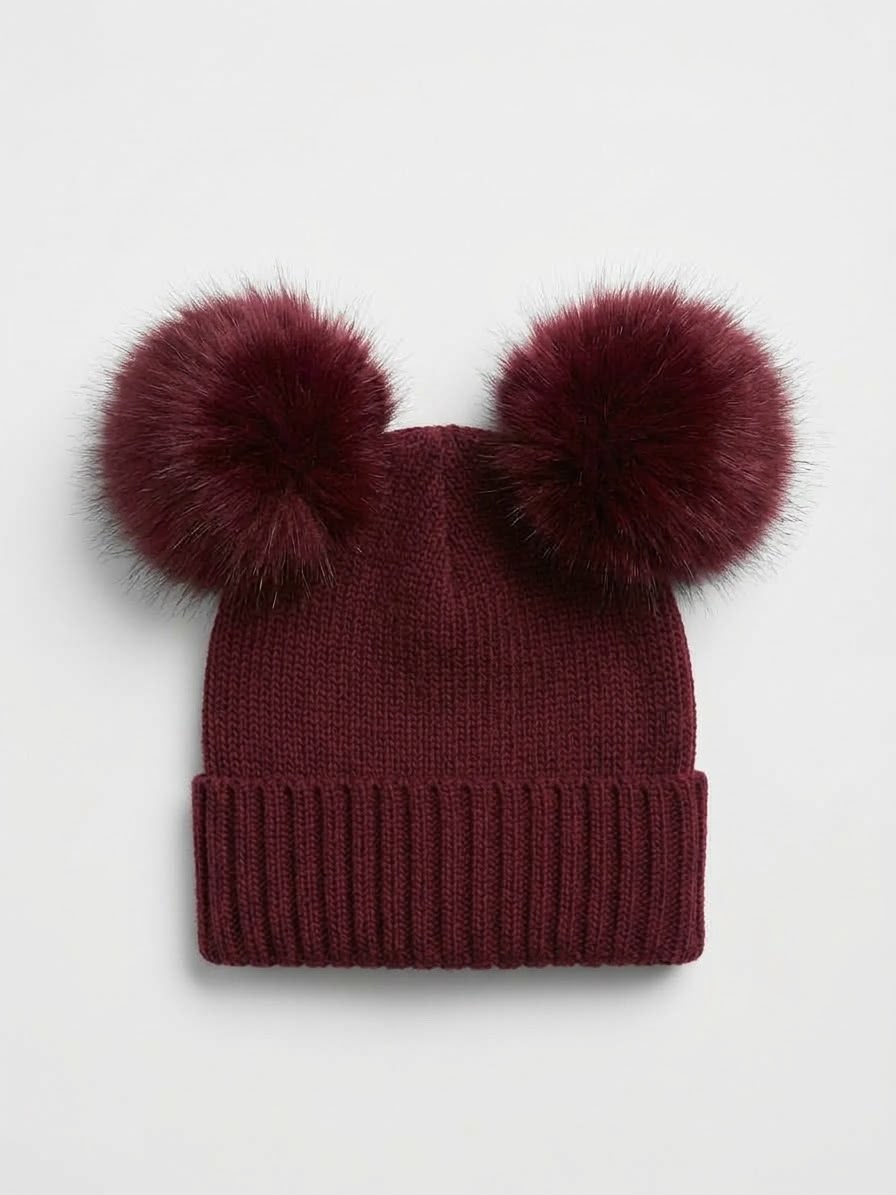 CAPPELLINO IN MAGLIA CON DOPPIO PON-PON IN PELLICCIA VOLPE FINLANDESE CATYA