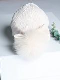 CAPPELLO IN MAGLIA CON FIOCCO E POMPON IN VERA VOLPE FINLANDESE CATYA