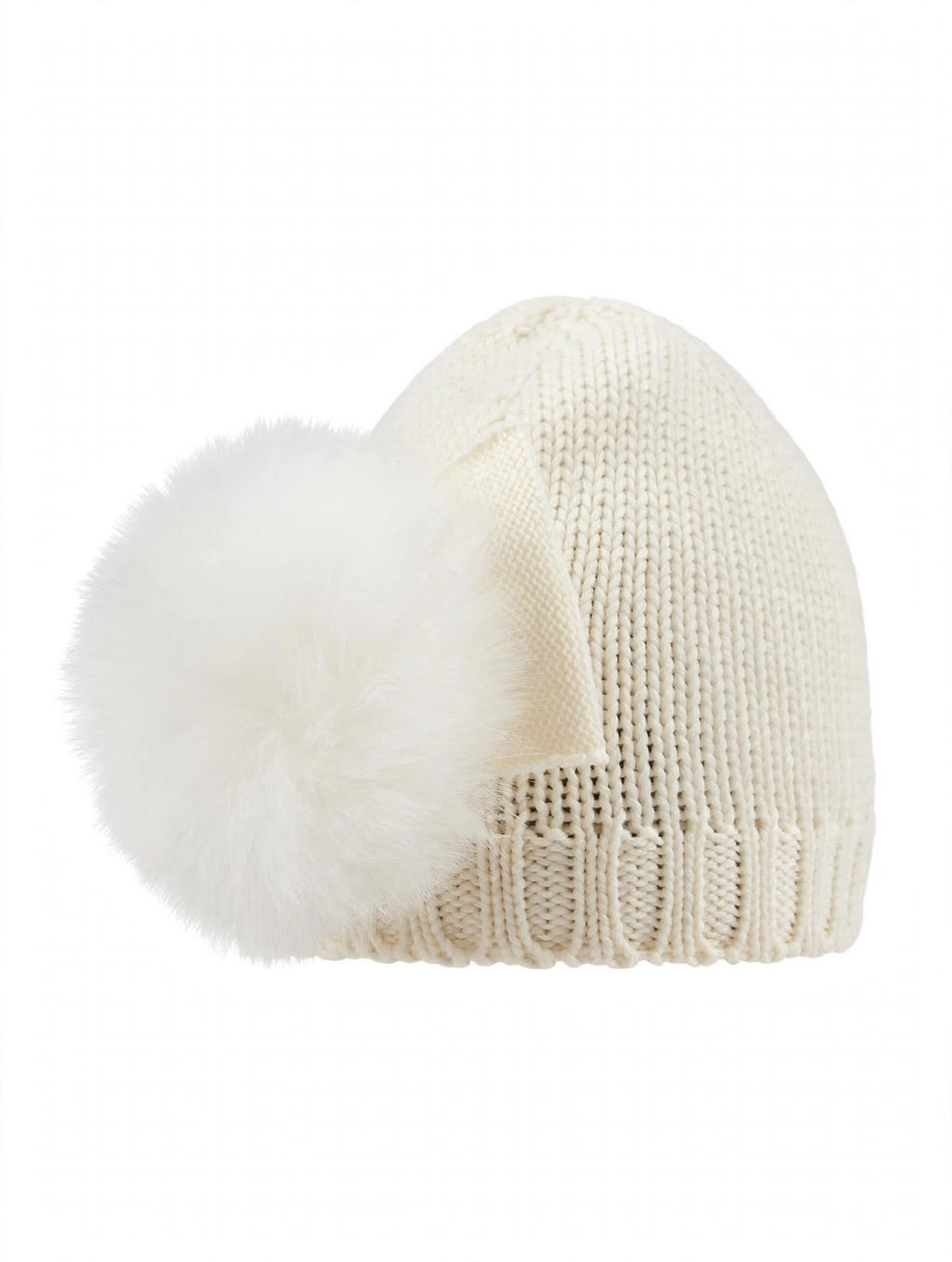 CAPPELLO IN MAGLIA CON FIOCCO E POMPON IN VERA VOLPE FINLANDESE CATYA