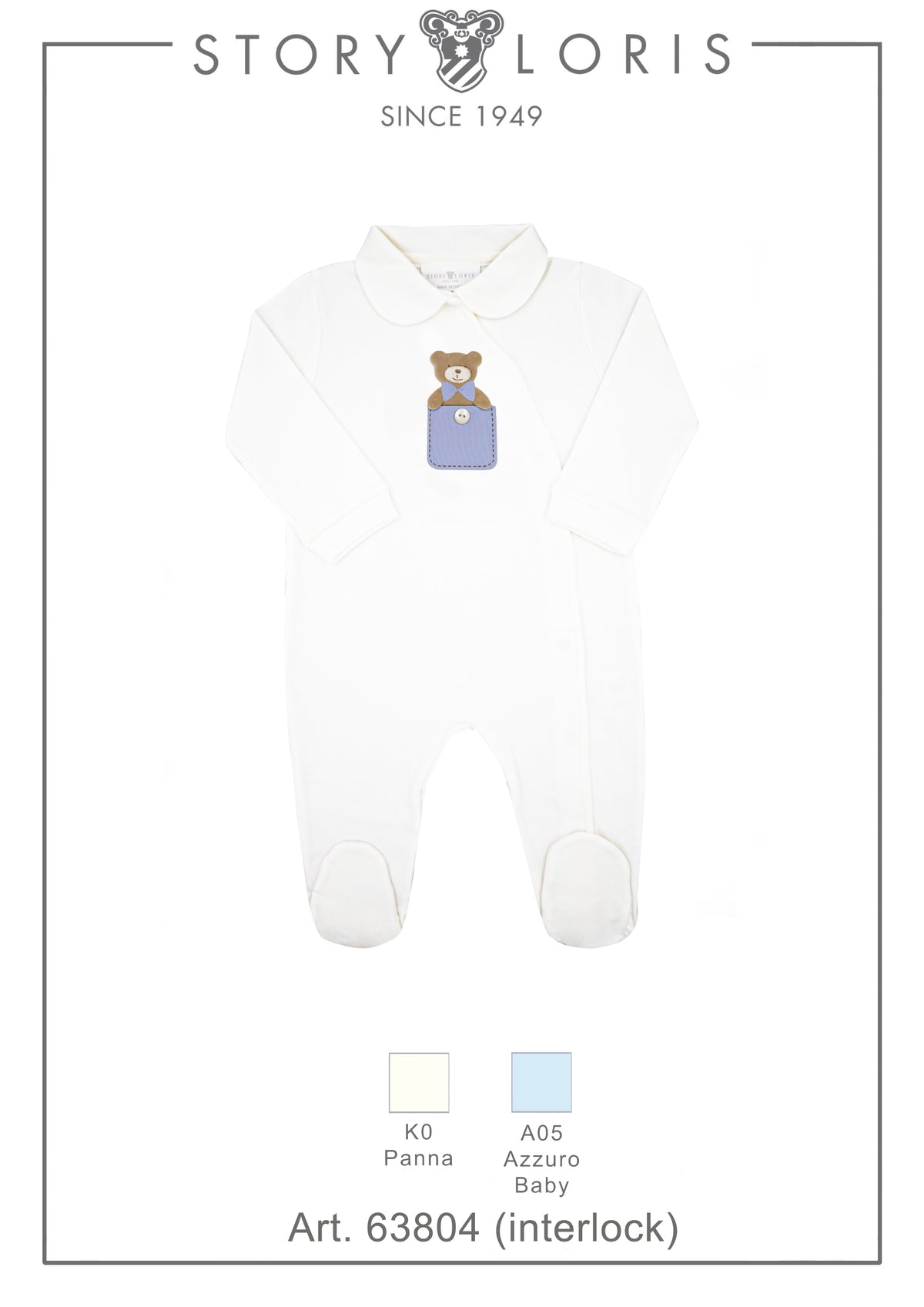 TUTINA NEONATO IN INTERLOCK CON TASCHINO E ORSETTO STORY LORIS