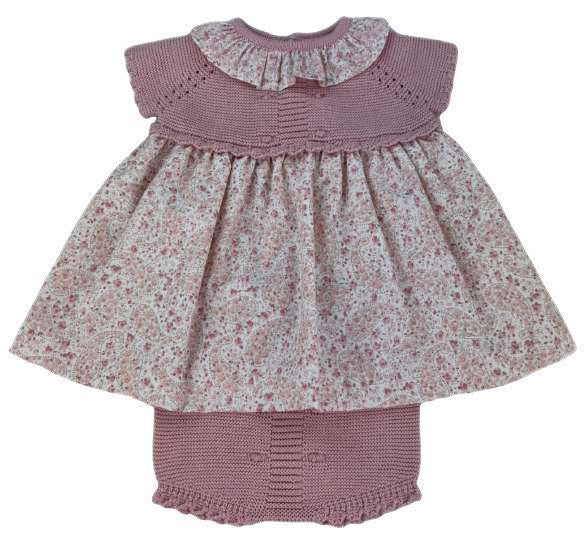 COMPLETO IN FILO DUE PEZZI CON DECORI FLOREALI E CULOTTE PCS BABY