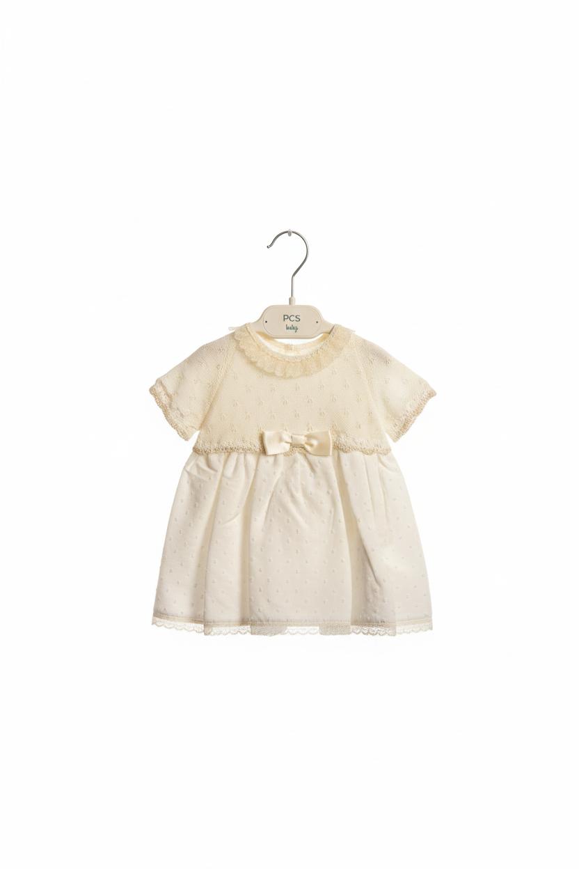 COMPLETO IN FILO DUE PEZZI CON FIOCCO E CULOTTE PCS BABY