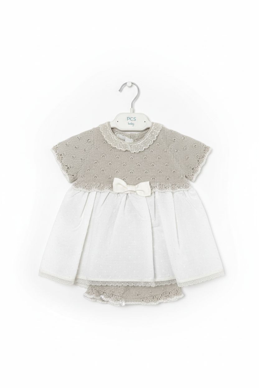 COMPLETO IN FILO DUE PEZZI CON FIOCCO E CULOTTE PCS BABY
