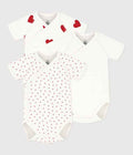 CONFEZIONE DA 3 BODY A MANICHE CORTE IN COTONE CON CUORI