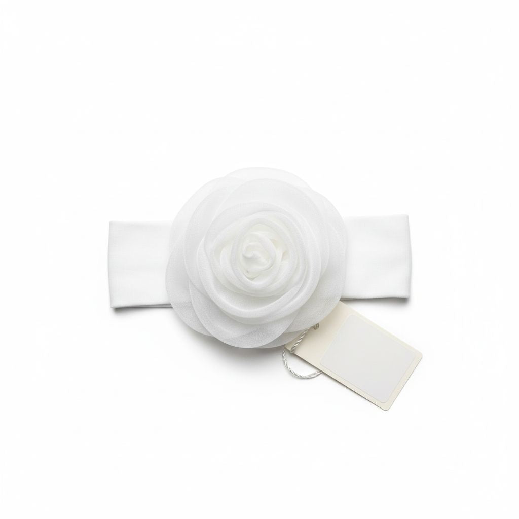 FASCETTA BABY CON ROSA IN ORGANZA BUFI
