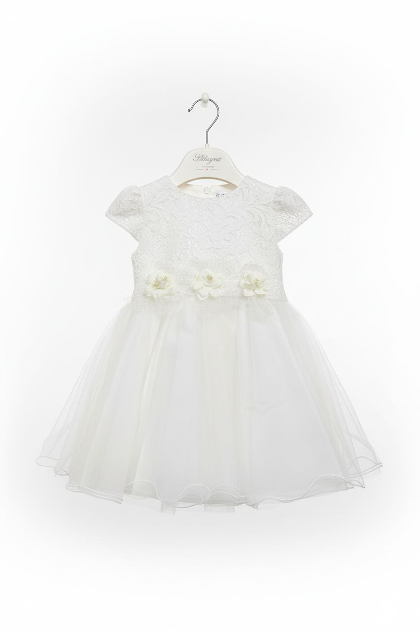 VESTINA BABY CERIMONIA IN PIZZO CON RICAMO FLOREALE  BUFI