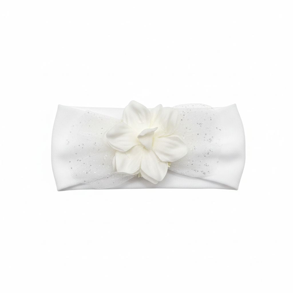 FASCETTA BABY CON FIORE IN TULLE GLITTER BUFI