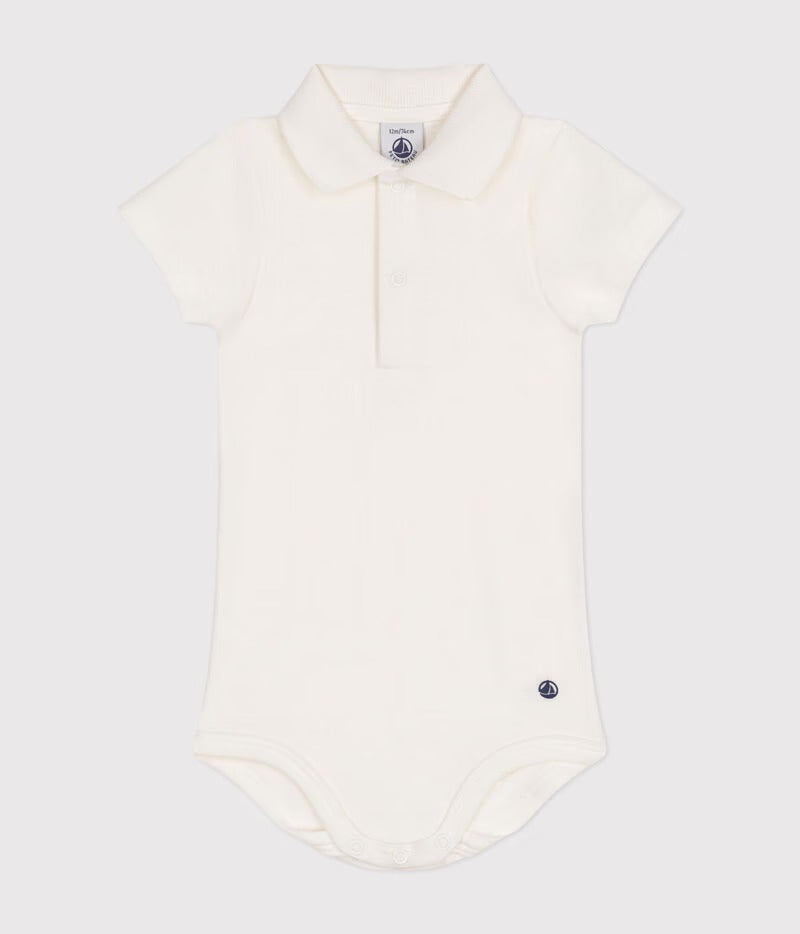 BODY CON COLLETTO IN COTONE MANICA CORTA PETIT BATEAU